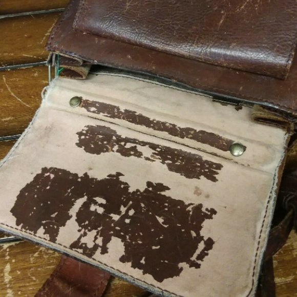 VTG Antique Italian Leather Crossbody Shoulder Bag - Picture 7 of 12
